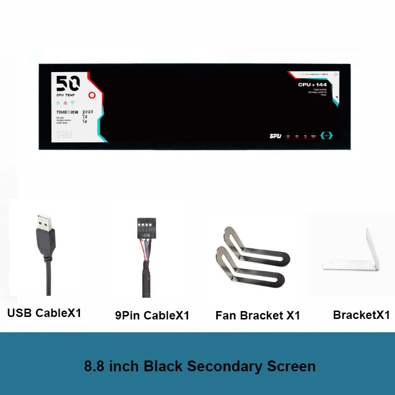8.8 Inch Secondary Screen IPS 1920X480 Pixel USB Type-C LCD Monitor PC Case CPU GPU RAM Dislpay Computer Monitoring Free AIDA64