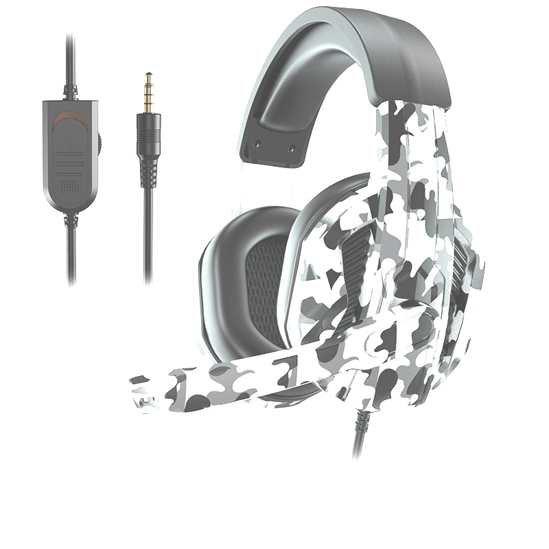 Game Big Headphone Headphone Microphone For PS4 PS5 PC XBOX ONE SWITCH Mobile Game Office Learning Ergonomic Design Wearing Comfortable Gray Camouflage