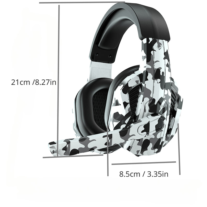Game Big Headphone Headphone Microphone For PS4 PS5 PC XBOX ONE SWITCH Mobile Game Office Learning Ergonomic Design Wearing Comfortable Gray Camouflage