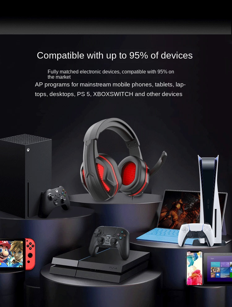 Game Big Headphone Headphone Microphone For PS4 PS5 PC XBOX ONE SWITCH Mobile Game Office Learning Ergonomic Design Wearing Comfortable Gray Camouflage