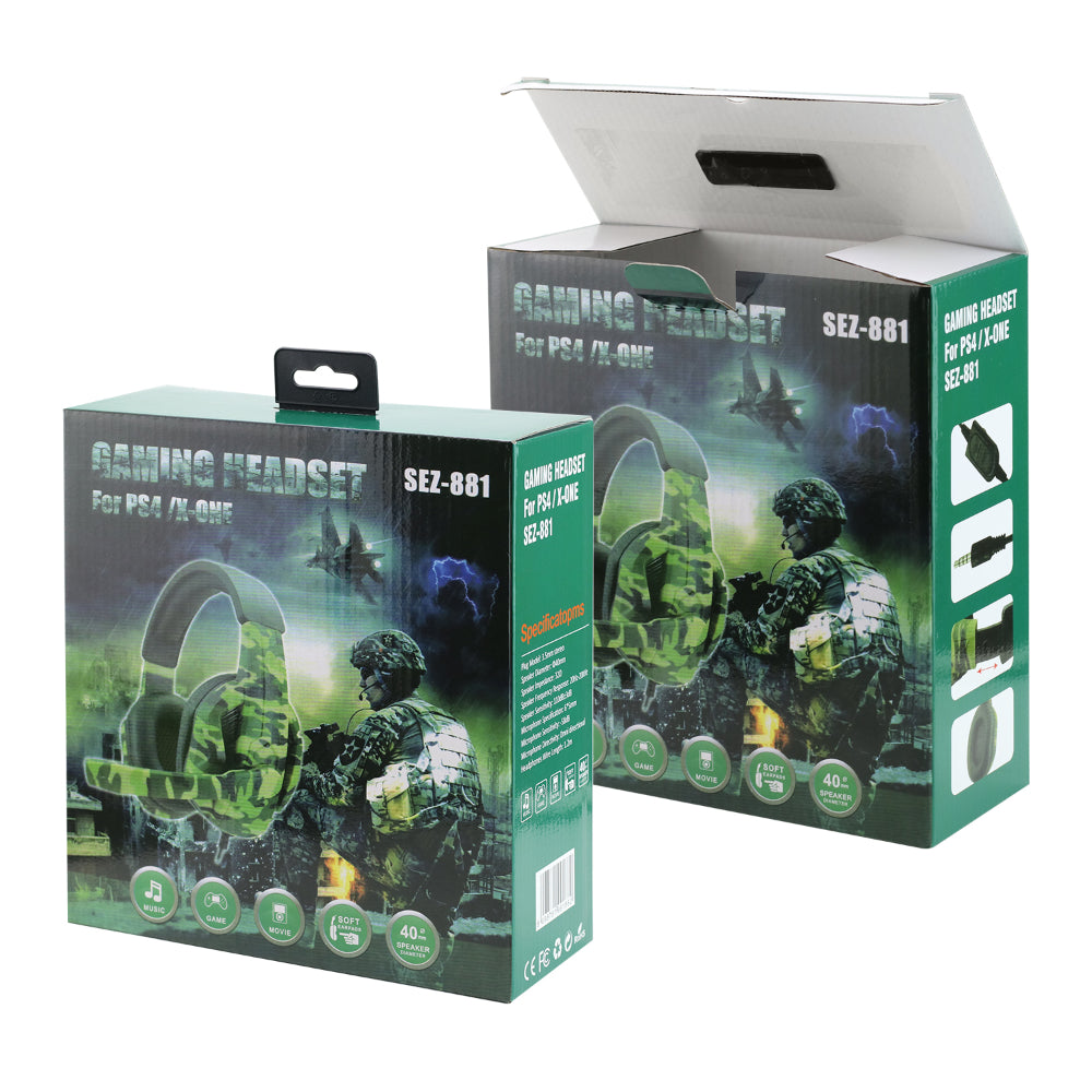 Game Big Headphone Headphone Microphone For PS4 PS5 PC XBOX ONE SWITCH Mobile Game Office Learning Ergonomic Design Wearing Comfortable Gray Camouflage