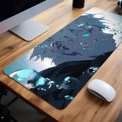 Anime White Haired Boy Mouse Pad Blue Mouse Pad, Long Non-slip Waterproof Mouse Pad, Office Game Table Mat