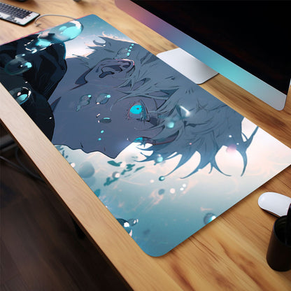 Anime White Haired Boy Mouse Pad Blue Mouse Pad, Long Non-slip Waterproof Mouse Pad, Office Game Table Mat