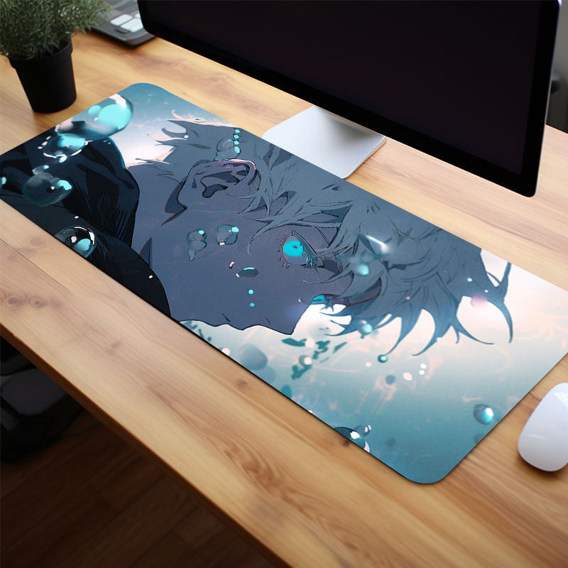 Anime White Haired Boy Mouse Pad Blue Mouse Pad, Long Non-slip Waterproof Mouse Pad, Office Game Table Mat
