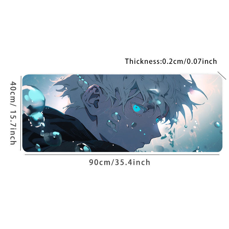 Anime White Haired Boy Mouse Pad Blue Mouse Pad, Long Non-slip Waterproof Mouse Pad, Office Game Table Mat