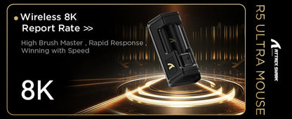 ATTACK SHARK R5 Ultra Carbon Fiber Wireless 8K Gaming Mouse 39g SUPERLIGHT, PixArt PAW3950MAX Gaming Sensor, 8000Hz Wireless Pol