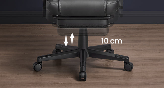 HOME Fauteuil Gaming, Chaise de Bureau Ergonomique avec Repose-Pieds, Chaise Gamer avec Appui-tête, PU, Hauteur Réglable, Noir