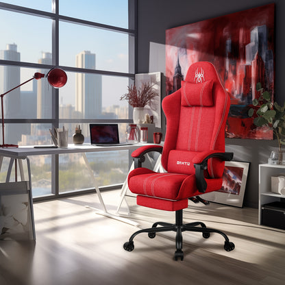 Gaming Chair With Breathable Fabric, Comfortable Office Chair Game Chair With Headrest And Lumbar Support, Ergonomic Video Game Chairs For Adults, 360°-Swivel Seat
