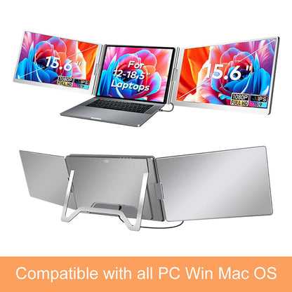 Dual Screen Display Extended Portable Monitor FHD Notebook Sub Screen Triple Screen Extender Compatible with All PC Rospider