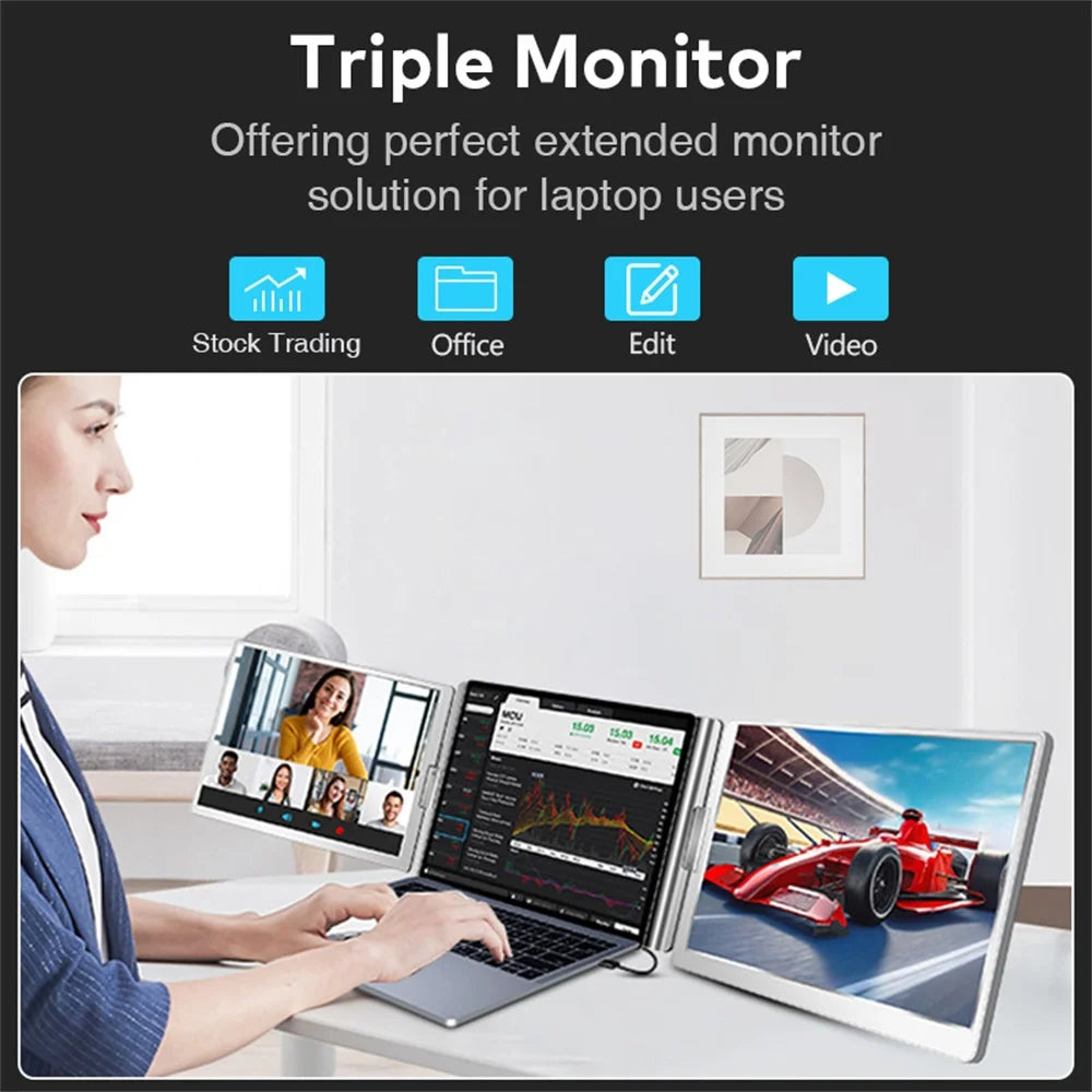 Dual Screen Display Extended Portable Monitor FHD Notebook Sub Screen Triple Screen Extender Compatible with All PC Rospider