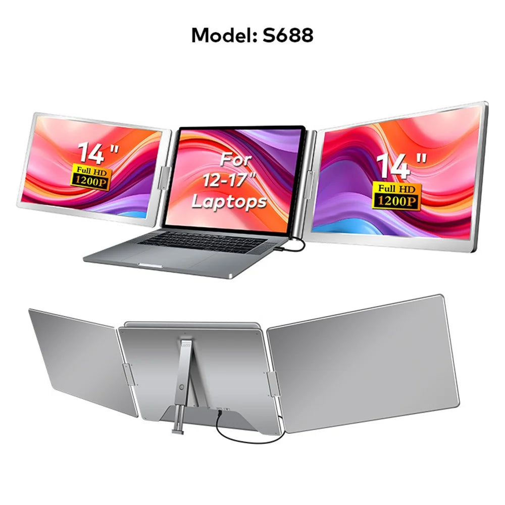 Dual Screen Display Extended Portable Monitor FHD Notebook Sub Screen Triple Screen Extender Compatible with All PC Rospider