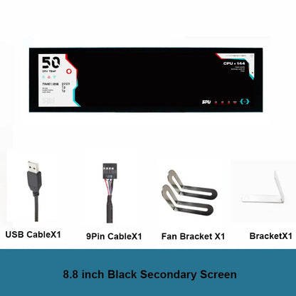 8.8 Inch Secondary Screen IPS 1920X480 Pixel USB Type-C LCD Monitor PC Case CPU GPU RAM Dislpay Computer Monitoring Free AIDA64