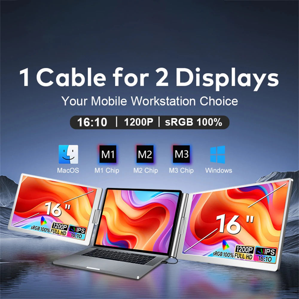 Dual Screen Display Extended Portable Monitor FHD Notebook Sub Screen Triple Screen Extender Compatible with All PC Rospider