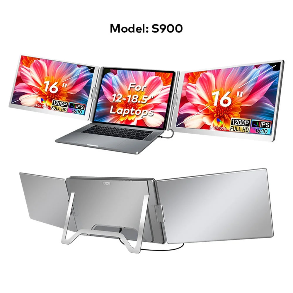 Dual Screen Display Extended Portable Monitor FHD Notebook Sub Screen Triple Screen Extender Compatible with All PC Rospider