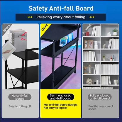 L-Shape Gaming Desk with Drawers, Carbon Fiber Computer Desk with Monitor Arm, Gaming Desk for Home Office Desks