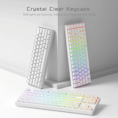 Crystal jelly keycaps, side-engraved 113 keys, suitable for 61/68/84/87/98/100-key Cherry Gateron MX mechanical keyboards, pink.