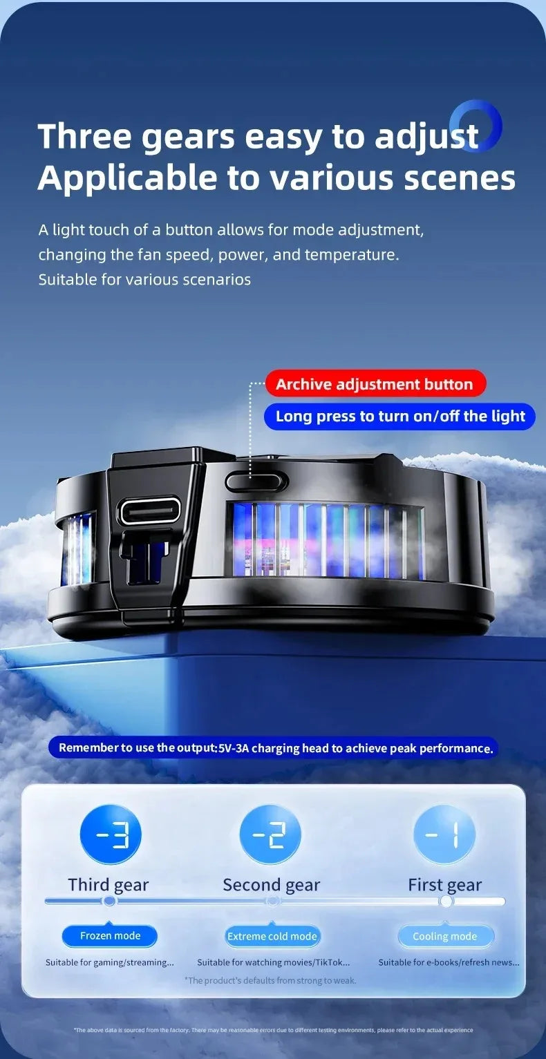 TL07 5V/3A Magnetic Phone Cooler for PUBG Mobile - Semiconductor Freeze Cooling Fan with Digital Temperature Display - Back Clip