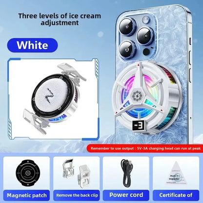 TL07 5V/3A Magnetic Phone Cooler for PUBG Mobile - Semiconductor Freeze Cooling Fan with Digital Temperature Display - Back Clip