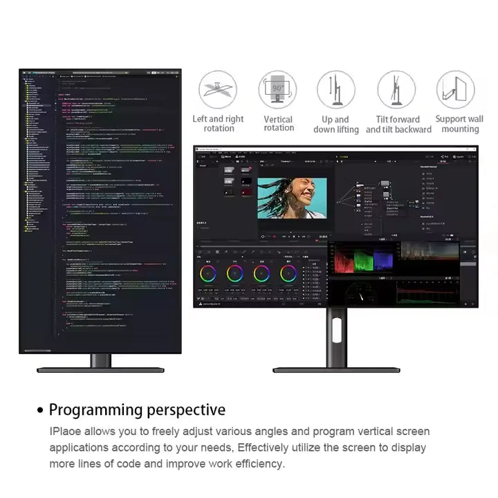Monitor PC 4k 27 "60Hz  HD IPS Bezel-less Vertical Screen Design Desktop PC LCD Monitor Type-c External Screen