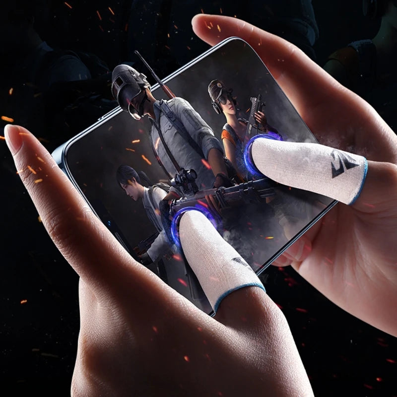 2Pcs Breathable Gaming Finger Sleeves Game Gloves Anti-Sweat Thumb Finger Cots Fingertip Cover for Mobile Games