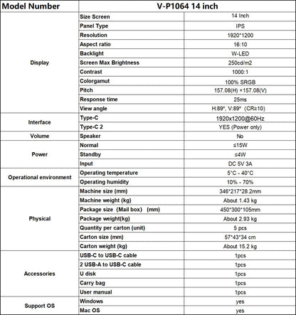 Dual Screen Display Extended Portable Monitor FHD Notebook Sub Screen Triple Screen Extender Compatible with All PC Rospider
