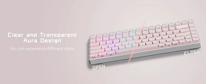 Crystal jelly keycaps, side-engraved 113 keys, suitable for 61/68/84/87/98/100-key Cherry Gateron MX mechanical keyboards, pink.