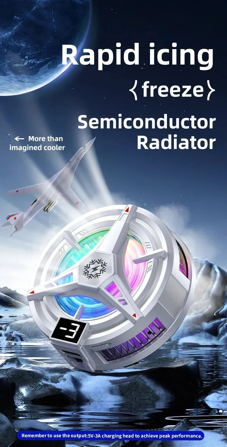 TL07 5V/3A Magnetic Phone Cooler for PUBG Mobile - Semiconductor Freeze Cooling Fan with Digital Temperature Display - Back Clip