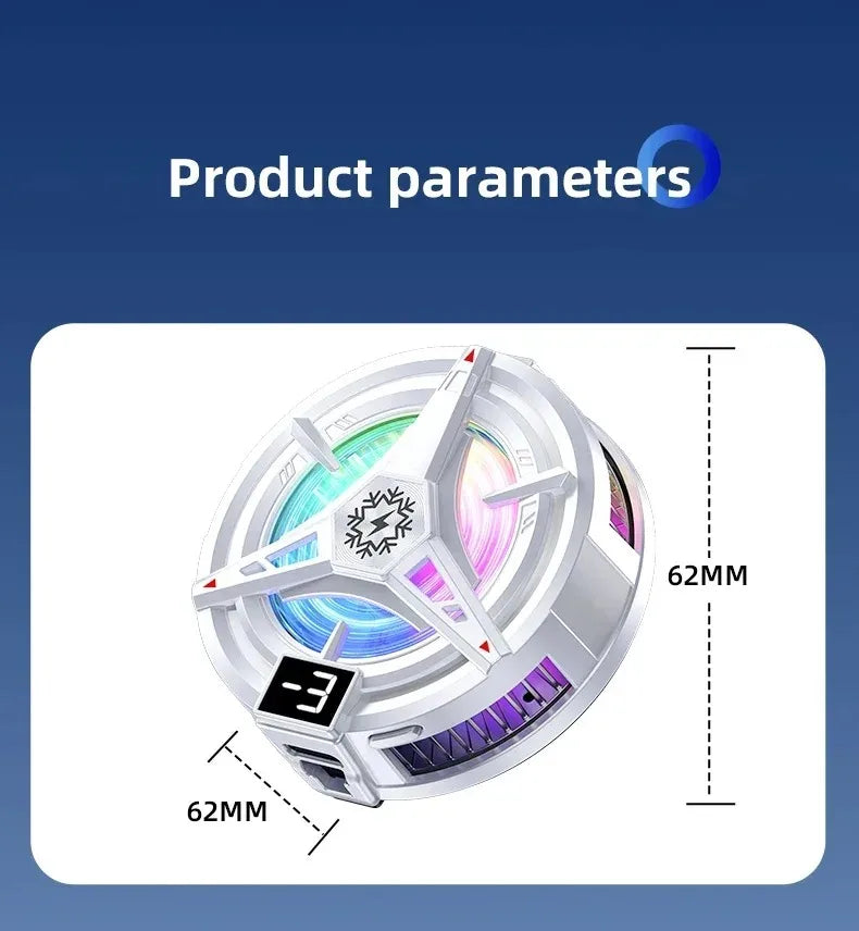 TL07 5V/3A Magnetic Phone Cooler for PUBG Mobile - Semiconductor Freeze Cooling Fan with Digital Temperature Display - Back Clip