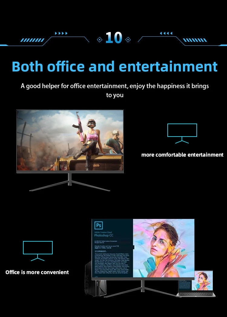 Pc 24 27 32 Inch Lcd Monitor 144hz 165 HZ 2K 4K Computer Display Gaming Led Curved Screen Monitor