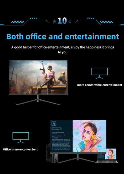 Pc 24 27 32 Inch Lcd Monitor 144hz 165 HZ 2K 4K Computer Display Gaming Led Curved Screen Monitor