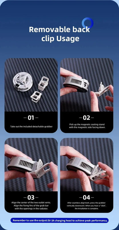 TL07 5V/3A Magnetic Phone Cooler for PUBG Mobile - Semiconductor Freeze Cooling Fan with Digital Temperature Display - Back Clip