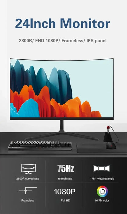 DisplayPC Monitor,Curved,1920*1080,23.6 / 24 Inch,LCD Screen,Ips,LED,Desktop