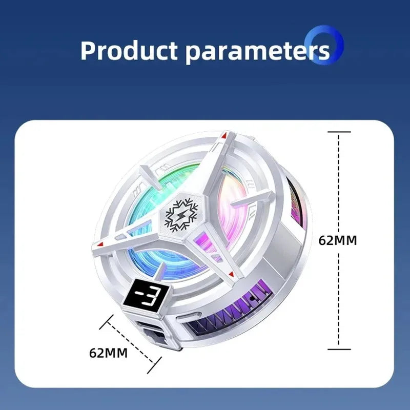 TL07 5V/3A Magnetic Phone Cooler for PUBG Mobile - Semiconductor Freeze Cooling Fan with Digital Temperature Display - Back Clip