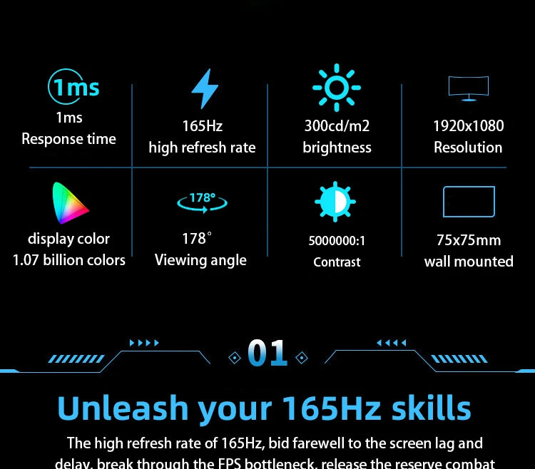 Pc 24 27 32 Inch Lcd Monitor 144hz 165 HZ 2K 4K Computer Display Gaming Led Curved Screen Monitor