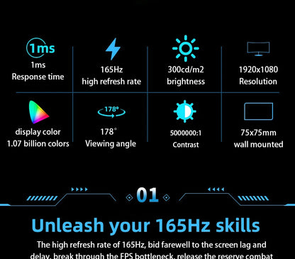 Pc 24 27 32 Inch Lcd Monitor 144hz 165 HZ 2K 4K Computer Display Gaming Led Curved Screen Monitor