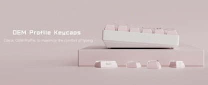 Crystal jelly keycaps, side-engraved 113 keys, suitable for 61/68/84/87/98/100-key Cherry Gateron MX mechanical keyboards, pink.