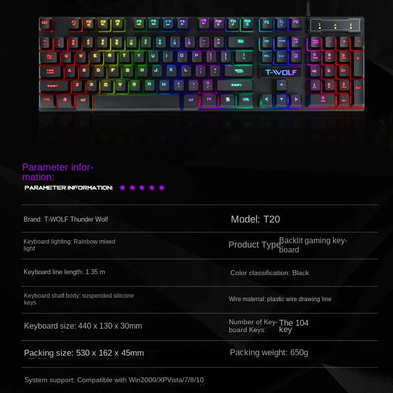 Spanish keyboard  illuminated Gaming  pc keyboards computer Gamer usb with ñ led clavier wired luminous by cable teclado español