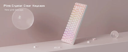 Crystal jelly keycaps, side-engraved 113 keys, suitable for 61/68/84/87/98/100-key Cherry Gateron MX mechanical keyboards, pink.