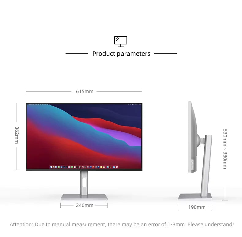 Monitor PC 4k 27 "60Hz  HD IPS Bezel-less Vertical Screen Design Desktop PC LCD Monitor Type-c External Screen