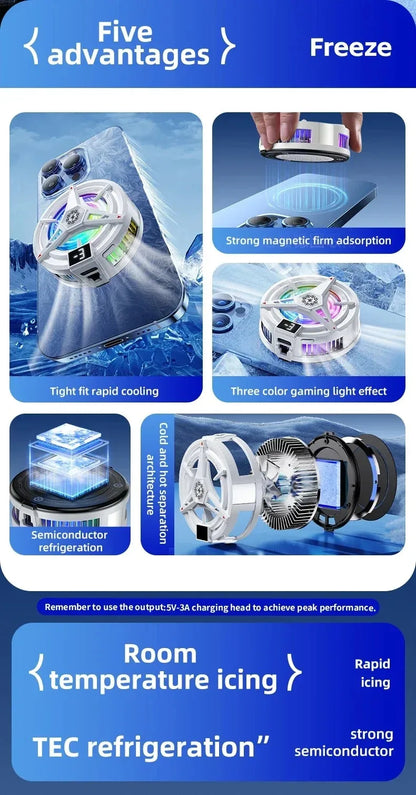 TL07 5V/3A Magnetic Phone Cooler for PUBG Mobile - Semiconductor Freeze Cooling Fan with Digital Temperature Display - Back Clip