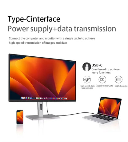 Monitor PC 4k 27 "60Hz  HD IPS Bezel-less Vertical Screen Design Desktop PC LCD Monitor Type-c External Screen