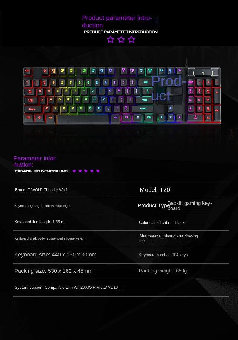 Spanish keyboard  illuminated Gaming  pc keyboards computer Gamer usb with ñ led clavier wired luminous by cable teclado español
