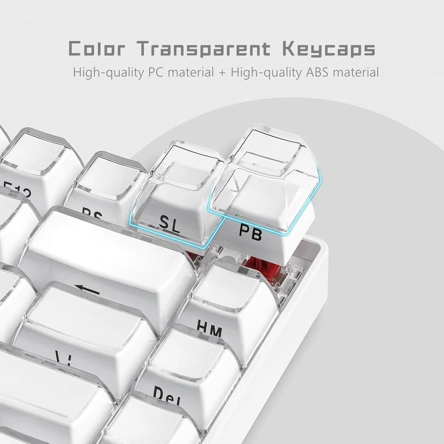 Crystal jelly keycaps, side-engraved 113 keys, suitable for 61/68/84/87/98/100-key Cherry Gateron MX mechanical keyboards, pink.