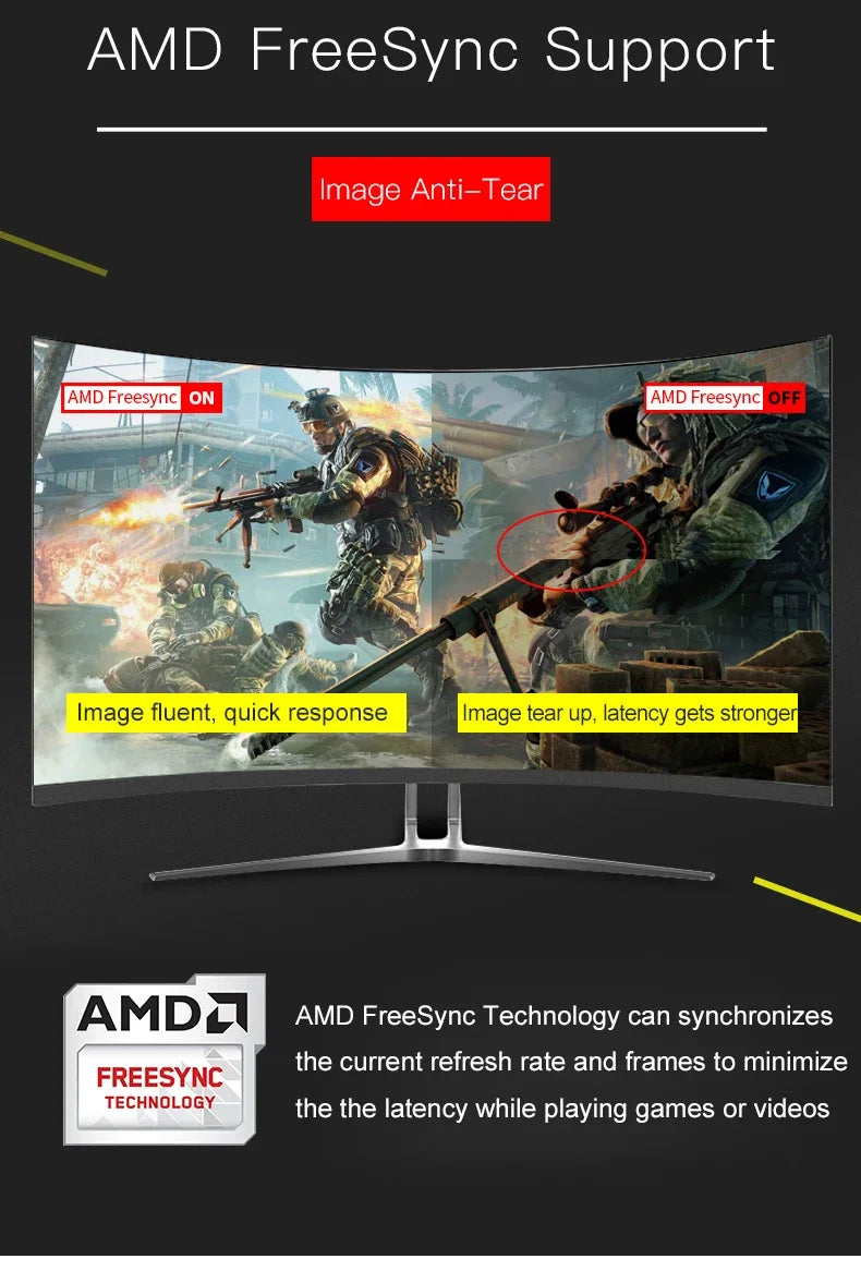 Pc 24 27 32 Inch Lcd Monitor 144hz 165 HZ 2K 4K Computer Display Gaming Led Curved Screen Monitor
