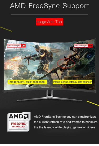 Pc 24 27 32 Inch Lcd Monitor 144hz 165 HZ 2K 4K Computer Display Gaming Led Curved Screen Monitor