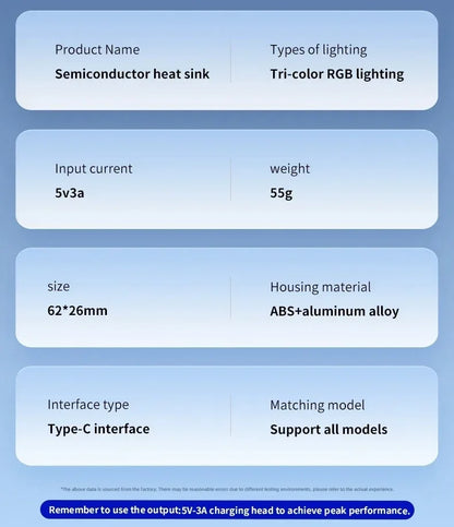 TL07 5V/3A Magnetic Phone Cooler for PUBG Mobile - Semiconductor Freeze Cooling Fan with Digital Temperature Display - Back Clip