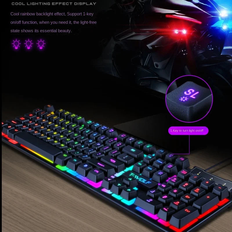 Spanish keyboard  illuminated Gaming  pc keyboards computer Gamer usb with ñ led clavier wired luminous by cable teclado español