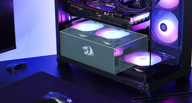 Redragon GC218M Gaming Back-Mounted PC Case, M-ATX Computer Chassis 2 x 120mm Fans Pre-Installed & High Airflow Perforated Panel