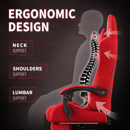 Gaming Chair With Breathable Fabric, Comfortable Office Chair Game Chair With Headrest And Lumbar Support, Ergonomic Video Game Chairs For Adults, 360°-Swivel Seat