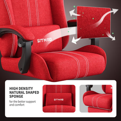 Gaming Chair With Breathable Fabric, Comfortable Office Chair Game Chair With Headrest And Lumbar Support, Ergonomic Video Game Chairs For Adults, 360°-Swivel Seat